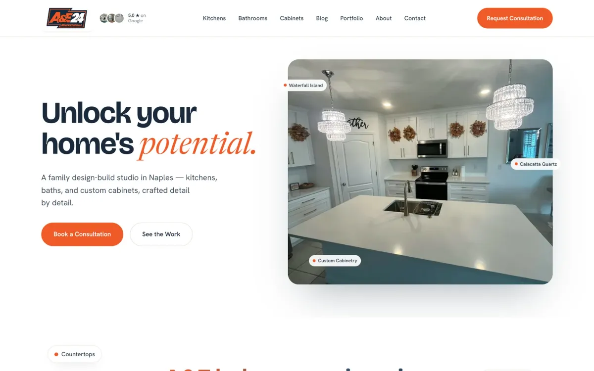 A&E24 Renovations website on desktop