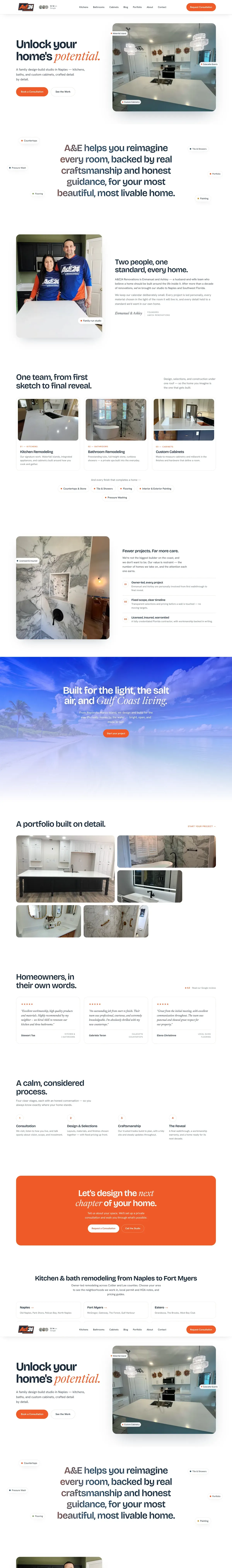 A&E24 Renovations website, full page