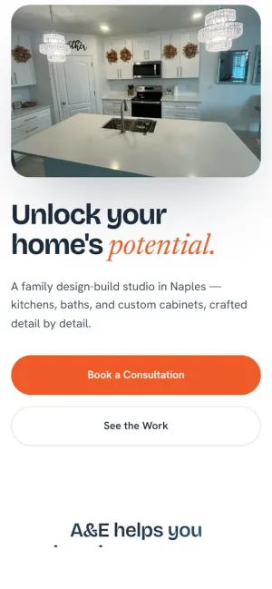 A&E24 Renovations website on mobile