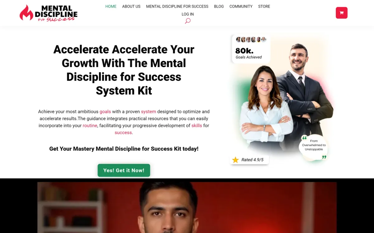 Mental Discipline for Success website on desktop