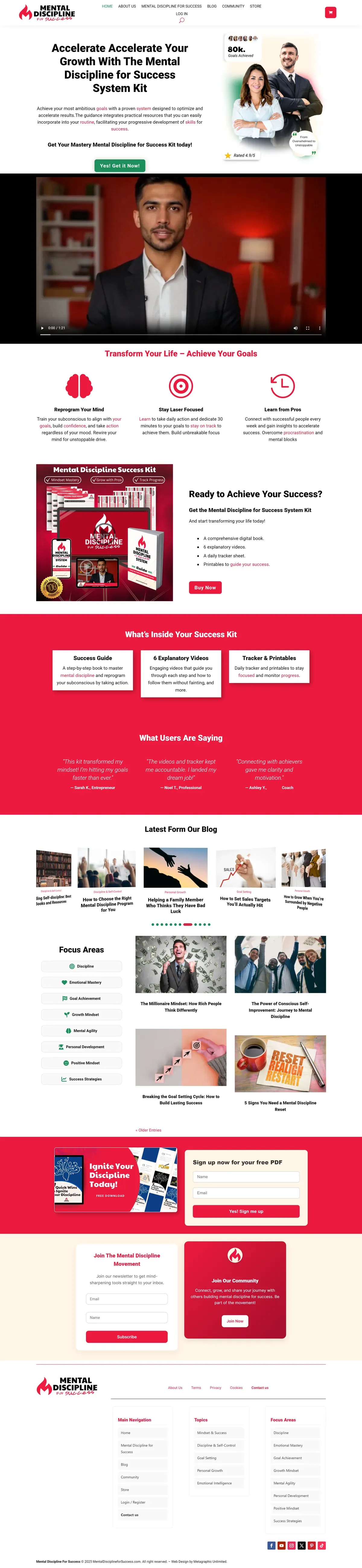 Mental Discipline for Success website, full page