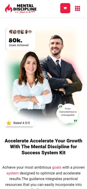 Mental Discipline for Success website on mobile
