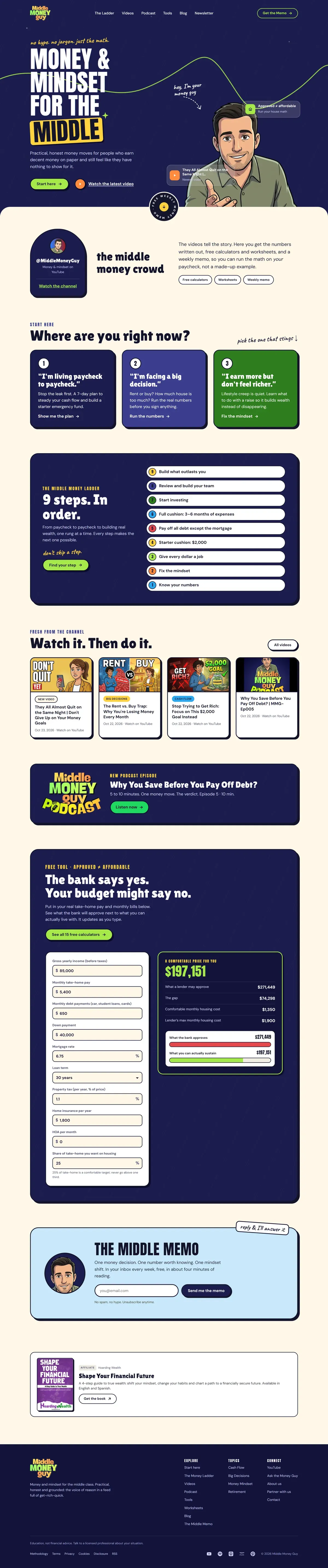 Middle Money Guy website, full page