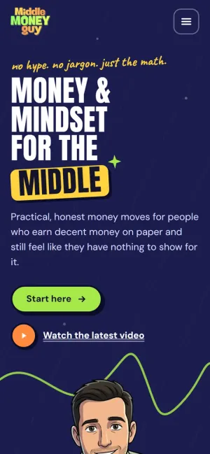 Middle Money Guy website on mobile