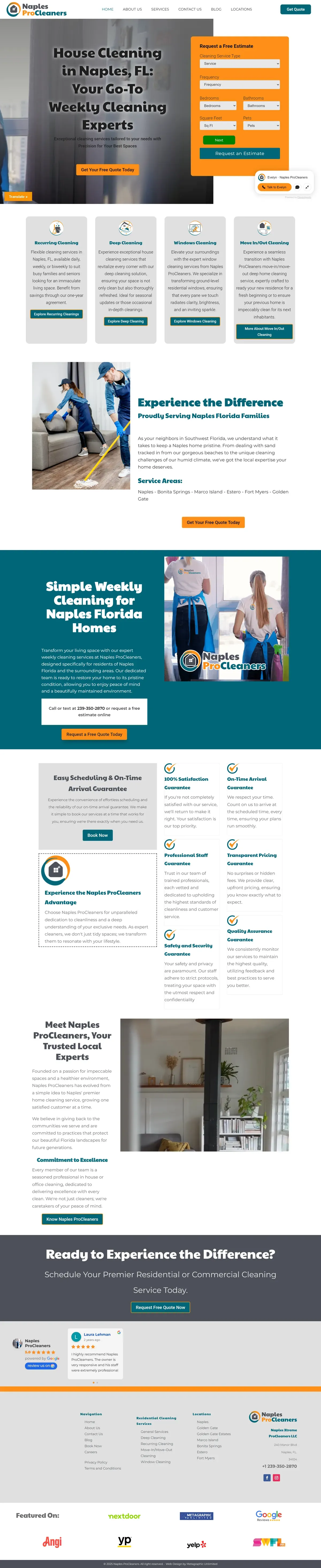 Naples ProCleaners website, full page